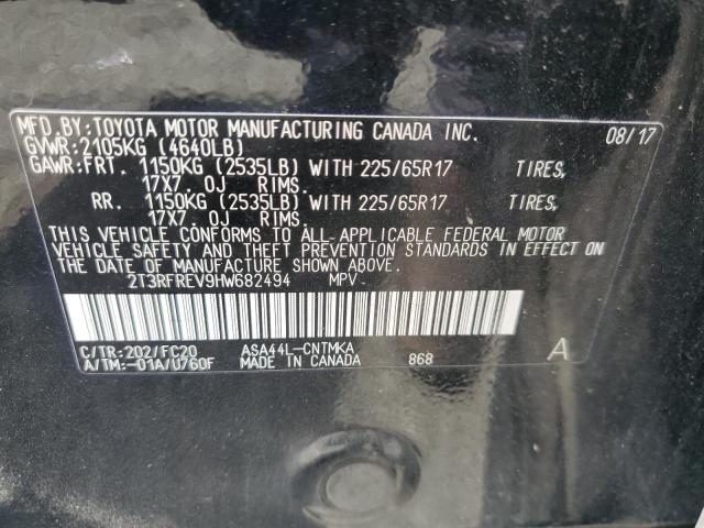 2T3RFREV9HW682494 - 2017 TOYOTA RAV4 XLE BLACK photo 13