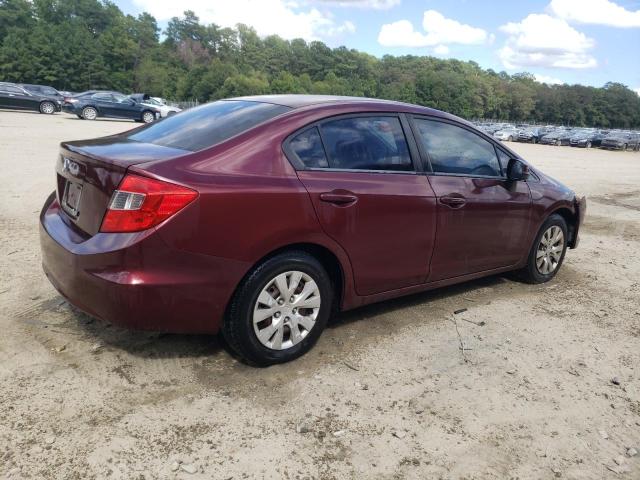 2HGFB2F58CH579405 - 2012 HONDA CIVIC LX BURGUNDY photo 3