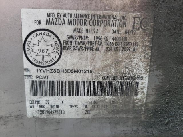 1YVHZ8BH3D5M01216 - 2013 MAZDA 6 SPORT GRAY photo 12