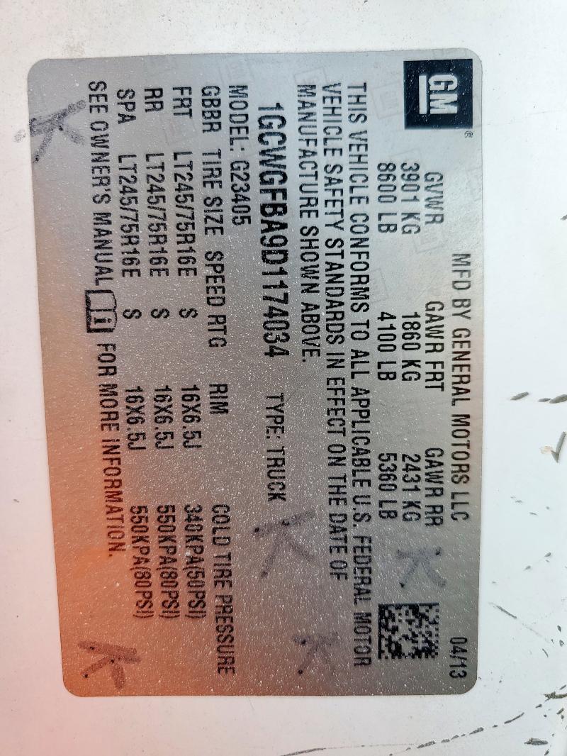 1GCWGFBA9D1174034 - 2013 CHEV EXPRESS G2500 WHITE photo 14