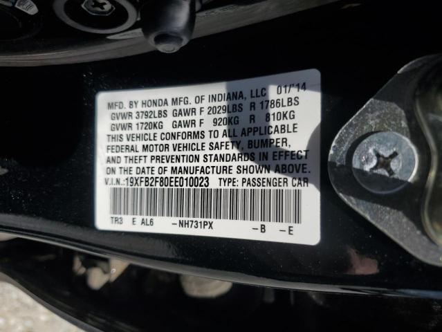 19XFB2F80EE010023 - 2014 HONDA CIVIC EX BLACK photo 12