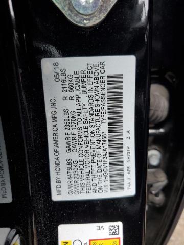 1HGCV1F34JA174687 - 2018 HONDA ACCORD SPORT Schwarz Foto 12