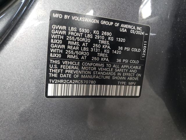 1V2HR2CA2RC570780 - 2024 VOLKSWAGEN ATLAS SE Сірий фото 13