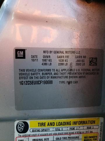 1G1ZC5EU0CF190688 - 2012 CHEVROLET MALIBU 1LT 银色 照片 12