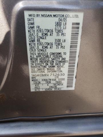 5N1AR18U95C752630 - 2005 NISSAN PATHFINDER LE 灰色 照片 13