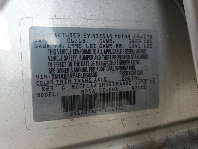 3N1AB7AP4FL664805 - 2015 NISSAN SENTRA S SILVER photo 12