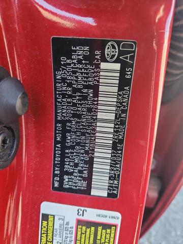 2T1BU4EE3AC402644 - 2010 TOYOTA COROLLA BASE 红色 照片 12