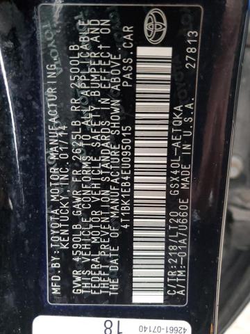 4T1BK1EB4EU095015 - 2014 TOYOTA AVALON BASE Սև լուսանկար 12