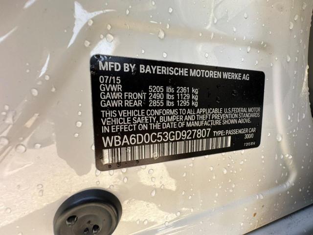 WBA6D0C53GD927807 - 2016 BMW 640 I GRAN COUPE WHITE photo 10