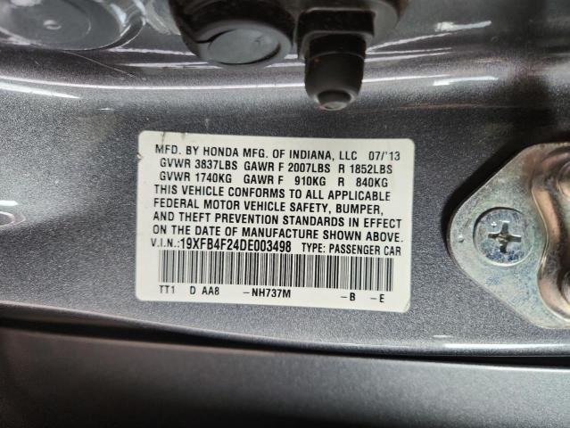19XFB4F24DE003498 - 2013 HONDA CIVIC HYBRID GRAY photo 12