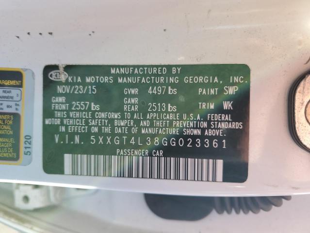 5XXGT4L38GG023361 - 2016 KIA OPTIMA LX WHITE photo 12