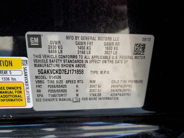 5GAKVCKD7EJ171858 - 2014 BUICK ENCLAVE შავი ფოტო 13