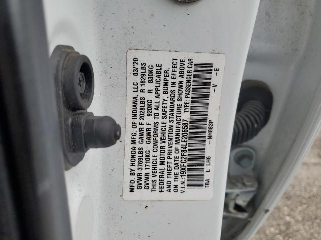 19XFC2F84LE206587 - 2020 HONDA CIVIC SPORT WHITE photo 12