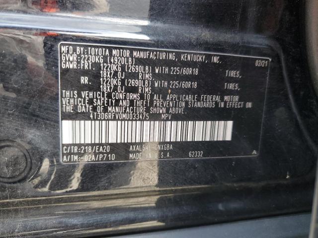 4T3D6RFV0MU033475 - 2021 TOYOTA RAV4 LIMITED 黑色 照片 13
