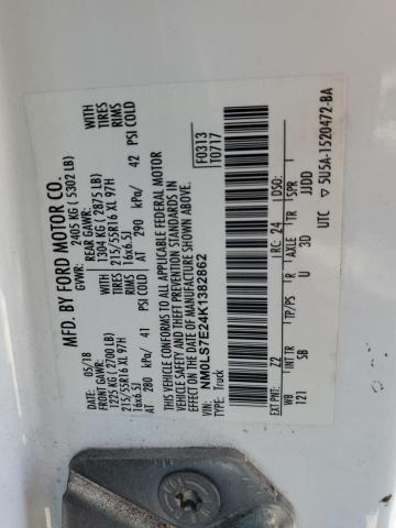 NM0LS7E24K1382862 - 2019 FORD TRANSIT CONNECT XL თეთრი ფოტო 12