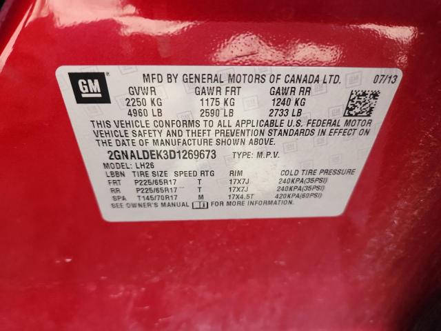 2GNALDEK3D1269673 - 2013 CHEVROLET EQUINOX LT Czerwony zdjęcie 13