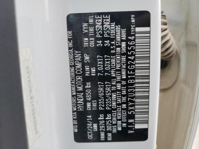 5XYZU3LB1FG245564 - 2015 HYUNDAI SANTA FE S WHITE photo 13