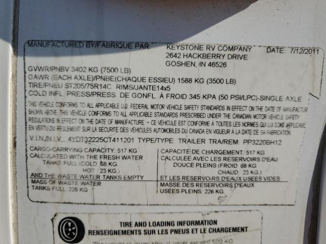 4YDT32225CT411201 - 2012 KEYSTONE PASSPORT 白色 照片 10