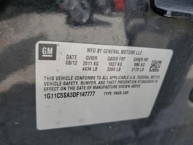 1G11C5SA3DF147777 - 2013 CHEVROLET MALIBU 1LT BLACK photo 12