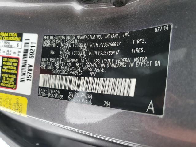 5TDKK3DC2ES508452 - 2014 TOYOTA SIENNA LE GRAY photo 13