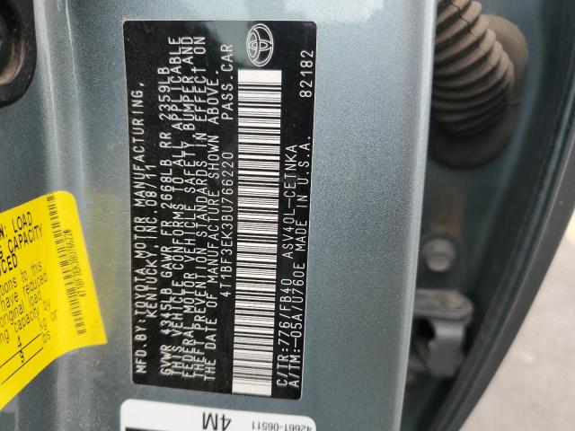 4T1BF3EK3BU766220 - 2011 TOYOTA CAMRY BASE TURQUOISE photo 13