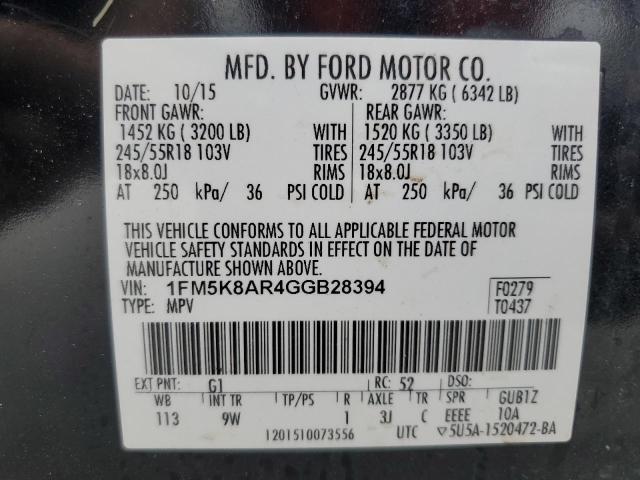 1FM5K8AR4GGB28394 - 2016 FORD EXPLORER POLICE INTERCEPTOR 黑色 照片 13