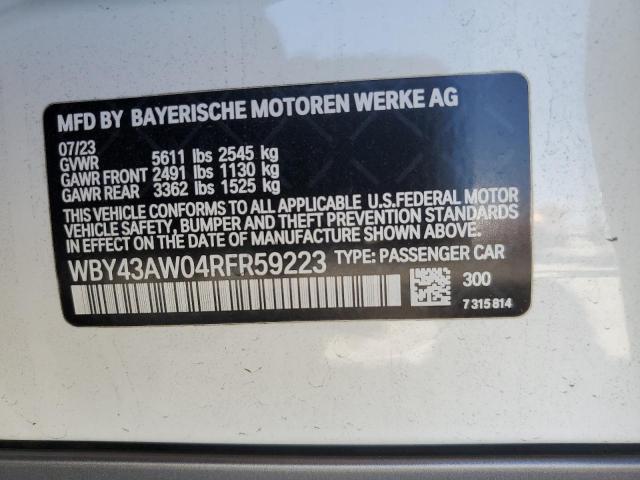 WBY43AW04RFR59223 - 2024 BMW I4 EDRIVE 35 WHITE photo 12