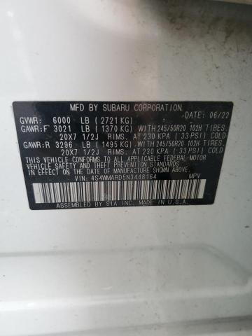 4S4WMARD5N3448164 - 2022 SUBARU ASCENT TOURING WHITE photo 12
