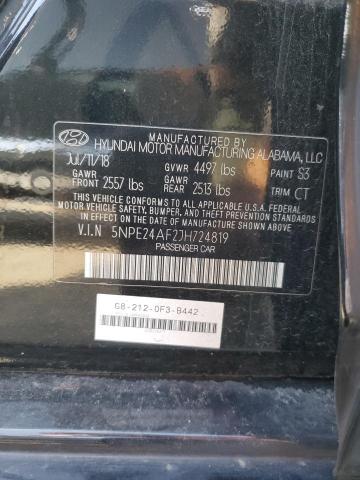 5NPE24AF2JH724819 - 2018 HYUNDAI SONATA SE BLACK photo 12
