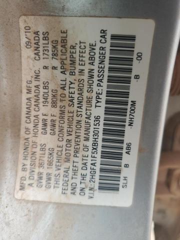 2HGFA1F5XBH301536 - 2011 HONDA CIVIC LX SILVER photo 12