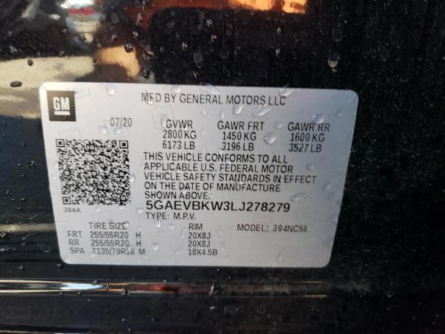 5GAEVBKW3LJ278279 - 2020 BUICK ENCLAVE PREMIUM BLACK photo 12