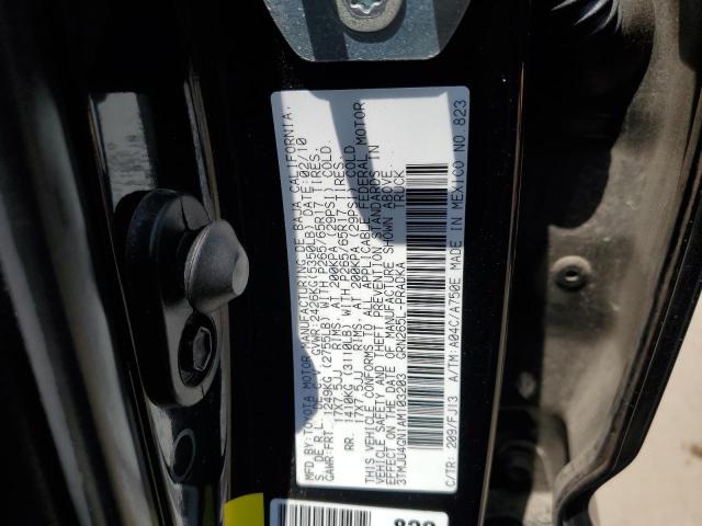 3TMJU4GN1AM103203 - 2010 TOYOTA TACOMA DOUBLE CAB PRERUNNER BLACK photo 12