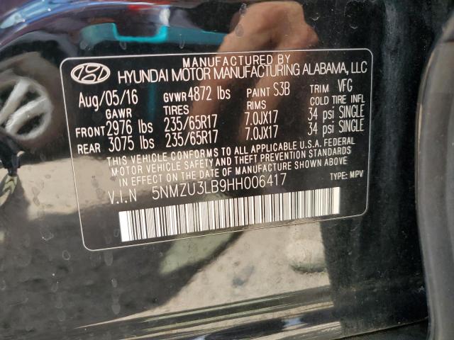 5NMZU3LB9HH006417 - 2017 HYUNDAI SANTA FE S BLACK photo 13