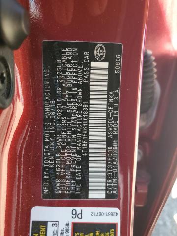 4T1BF1FK6HU618381 - 2017 TOYOTA CAMRY LE წითელი ფოტო 12