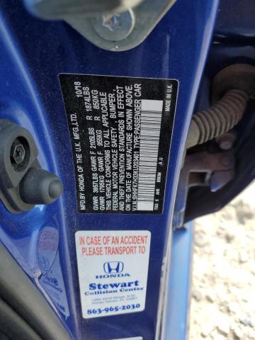 SHHFK7H33KU203401 - 2019 HONDA CIVIC LX 蓝色 照片 12