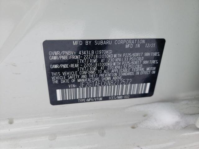 JF2GTAEC6N8212572 - 2022 SUBARU CROSSTREK PREMIUM 白色 照片 13