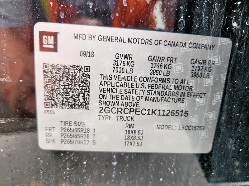 2GCRCPEC1K1126515 - 2019 CHEVROLET SILVERADO C1500 LT 黑色 照片 13