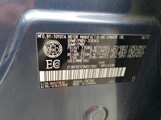 2T3BFREV7DW057880 - 2013 TOYOTA RAV4 LE BLUE photo 13