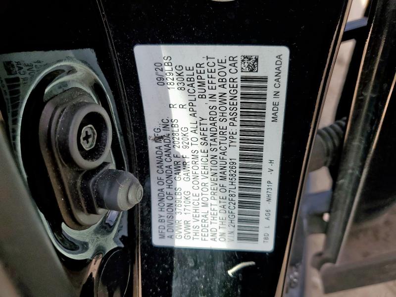 2HGFC2F87LH582691 - 2020 HONDA CIVIC SPORT BLACK photo 13