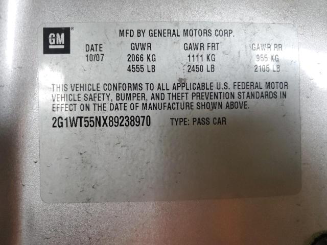 2G1WT55NX89238970 - 2008 CHEVROLET IMPALA LT SILVER photo 12