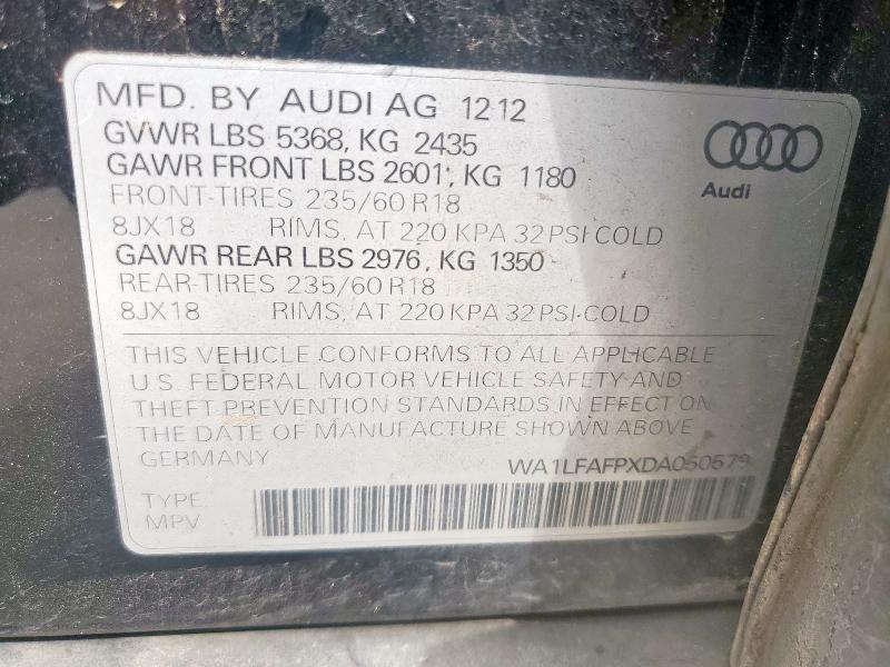 WA1LFAFPXDA050579 - 2013 AUDI Q5 PREMIUM PLUS BLACK photo 14