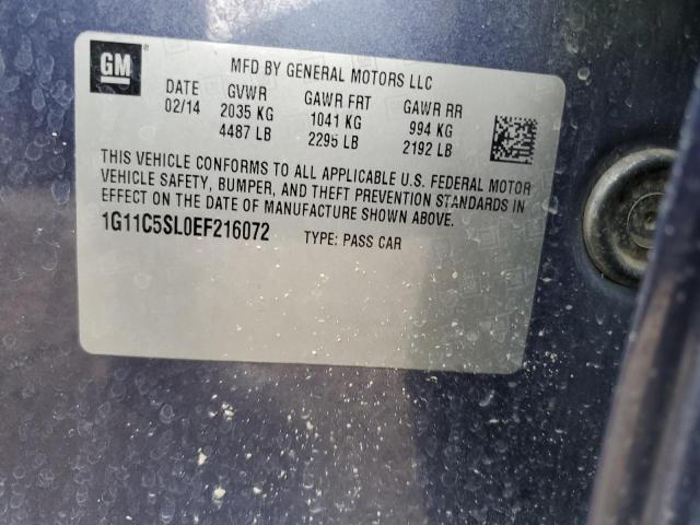 1G11C5SL0EF216072 - 2014 CHEVROLET MALIBU 1LT ლურჯი ფოტო 12