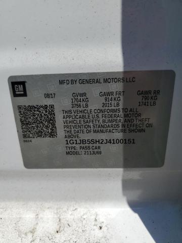 1G1JB5SH2J4100151 - 2018 CHEVROLET SONIC LS WHITE photo 12