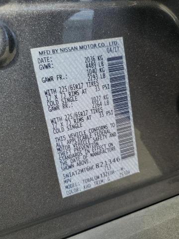 5N1AT2MT6HC821346 - 2017 NISSAN ROGUE S GRAY photo 13