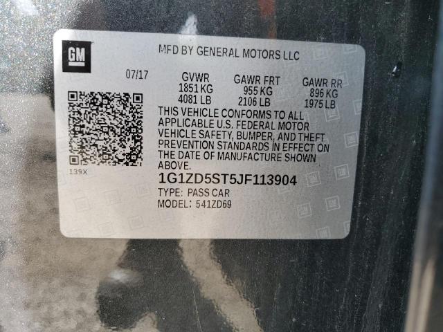 1G1ZD5ST5JF113904 - 2018 CHEVROLET MALIBU LT 灰色 照片 12