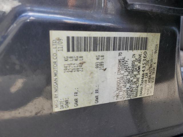 1N4AL2AP4AN435360 - 2010 NISSAN ALTIMA BASE CHARCOAL photo 13