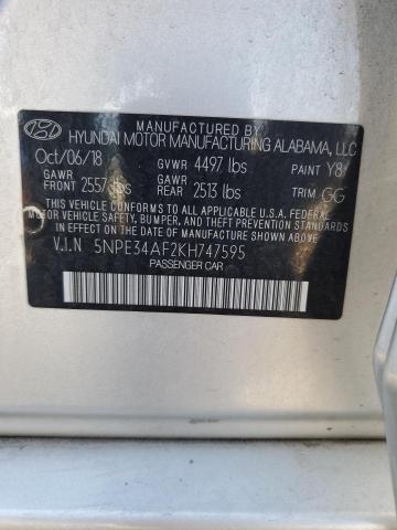 5NPE34AF2KH747595 - 2019 HYUNDAI SONATA LIMITED 银色 照片 12