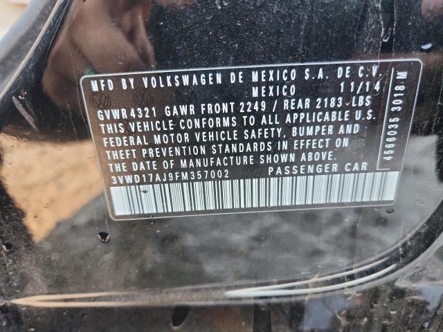 3VWD17AJ9FM357002 - 2015 VOLKSWAGEN JETTA SE BLACK photo 12