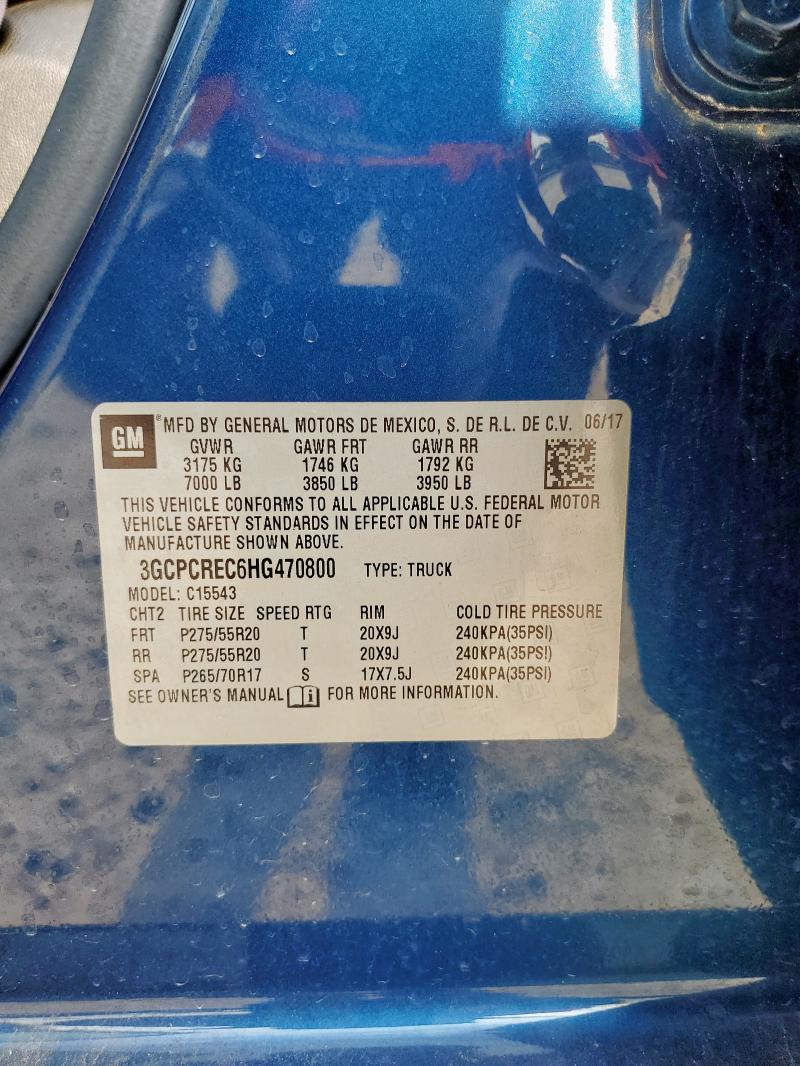 3GCPCREC6HG470800 - 2017 CHEVROLET SILVERADO C1500 LT 蓝色 照片 12