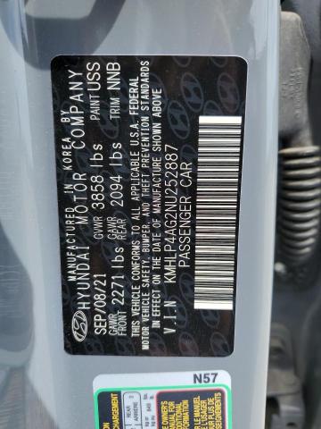 KMHLP4AG2NU252887 - 2022 HYUNDAI ELANTRA LIMITED SILVER photo 12